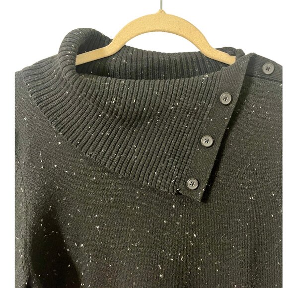 Talbots Cowl Neck Black Sweater Midi Dress Button LP Petite Casual Office - Picture 5 of 8